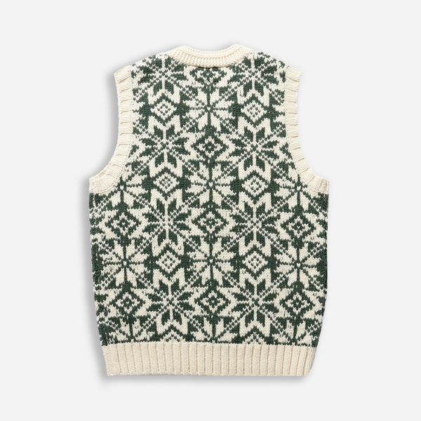 SNOW PATTERN KNITTED VEST - GREEN/SNOW