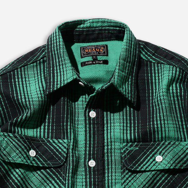 WORK FLANNEL B.D CLASSIC SHIRT - GREEN/BLACK