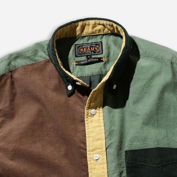 CRAZY PANEL B.D CORDUROY SHIRT - BROWN MULTI