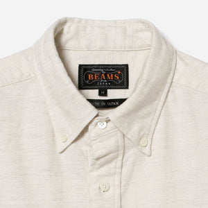 Beams+ - SOLID FLANNEL SHIRT - OFF WHITE -  - Alternative View 1
