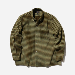Beams+ - OPEN PANAMA PLAID SHIRT - BROWN -  - Main Front View