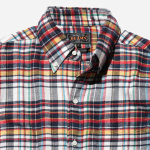 Beams+ - CLASSIC FIT MADE IN JAPAN PLAID FLANNEL SHIRT - WHITE PLAID -  - Alternative View 1