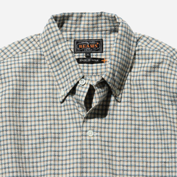 B.D DOBBY PLAID SHIRT - WHITE