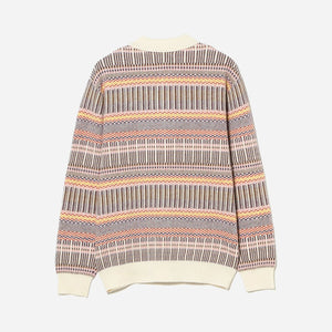 Beams+ - HALF ZIP JACQUARD POLO SHIRT - WHITE/MULTI -  - Alternative View 1