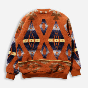 Beams+ - CREW BOA FLEECE JACQUARD SWEATSHIRT - ORANGE -  - Alternative View 1