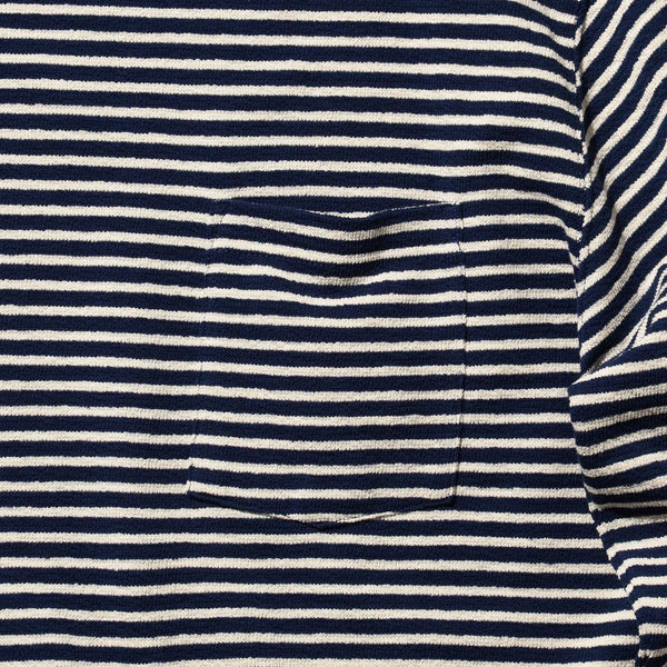 INLAY STRIPE L/S POCKET T-SHIRT - NAVY/WHITE