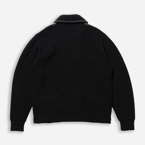 Beams+ - SHAWL COLLAR FULL ZIP KNIITED CARDIGAN - BLACK -  - Alternative View 1