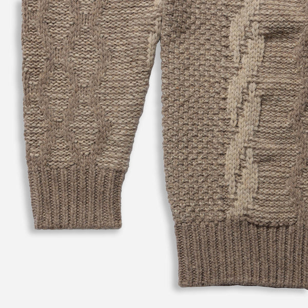 HEAVY CABLE PATTERN CARDIGAN - OLIVE