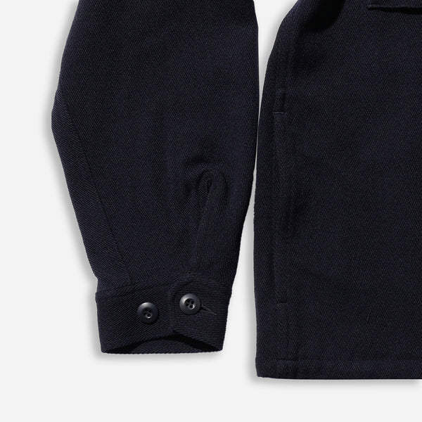 KERSEY WOOL MILITARY SHIRT JACKET - NAVY