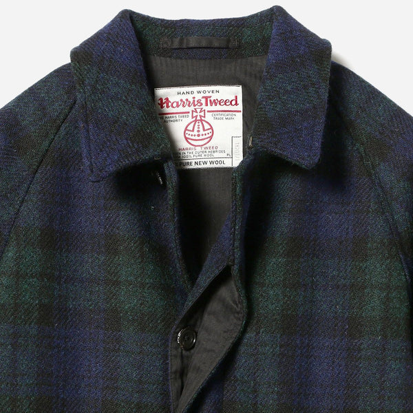 BAL LONG WOOL HARRIS TWEED COAT - BLACKWATCH