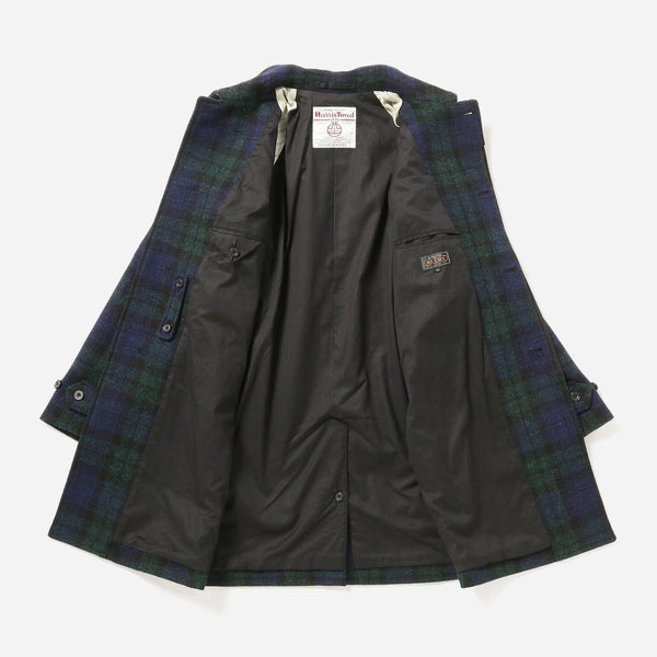 BAL LONG WOOL HARRIS TWEED COAT - BLACKWATCH
