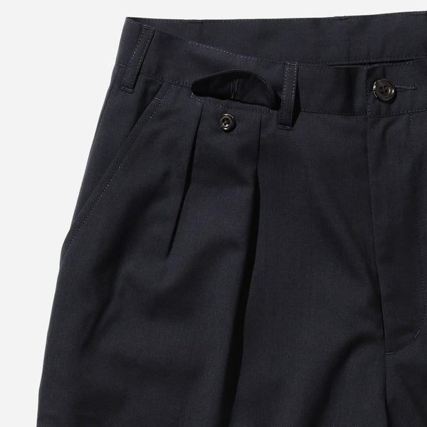 2 PLEAT TROPICAL WOOL SHORTS - NAVY