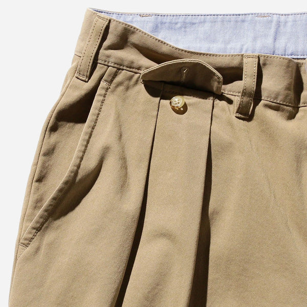 2 PLEAT TWILL SHORTS - KHAKI