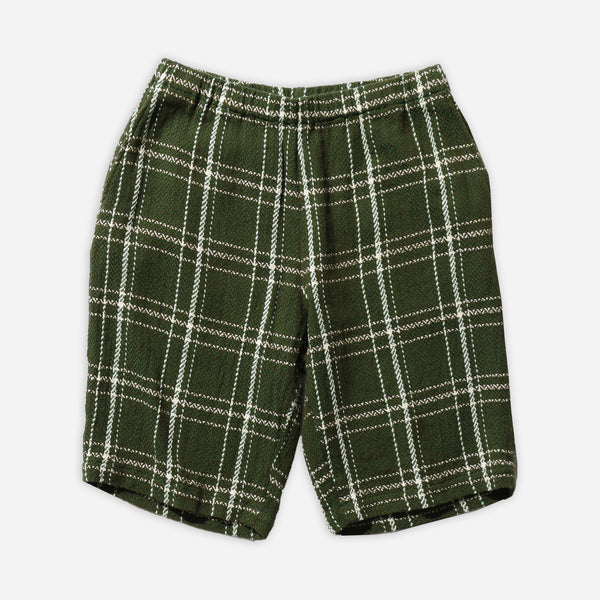 EASY LOOSE WEAVE PLAID SHORT - GREEN