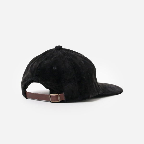 6 PANEL SUEDE CAP - BLACK