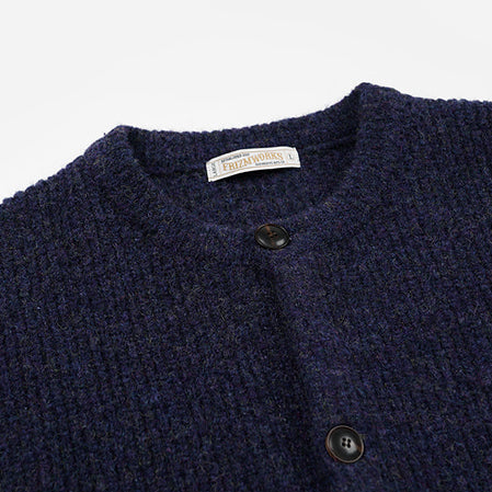 BRUSHED WOOL ROUND CARDIGAN - PURPLE