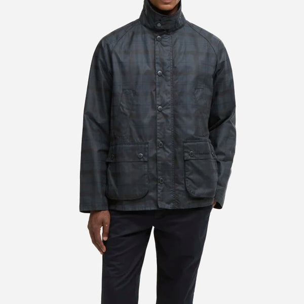 AMBLESIDE WAX TARTAN JACKET - NAVY/BLACK