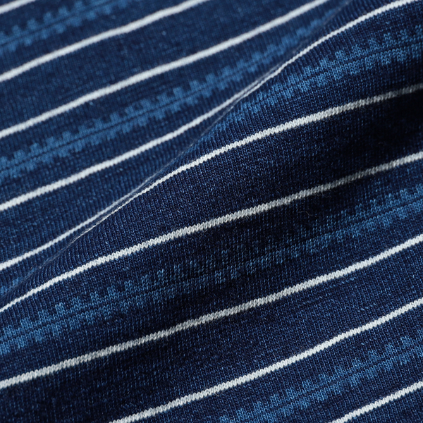 Beams Plus Pocket Tee Stripe Long Sleeve - Indigo