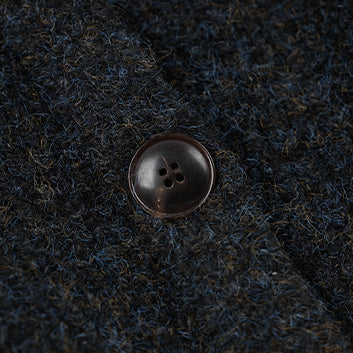 BRUSHED WOOL ROUND NECK CARDIGAN - BLACK