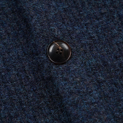 BRUSHED WOOL ROUND CARDIGAN - INDIGO