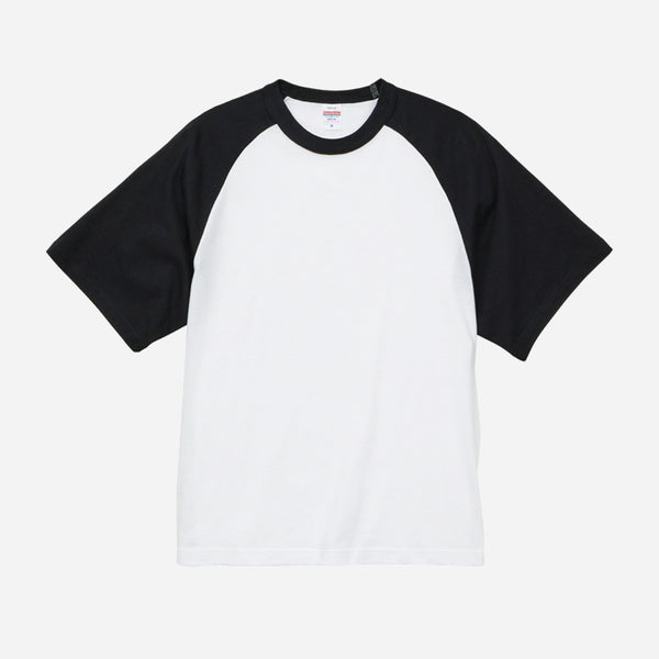 5.6 OZ RAGLAN BASEBALL T-SHIRT - WHITE/BLACK