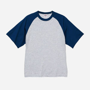 United Athle - 5.6 OZ RAGLAN BASEBALL T-SHIRT - ASH/BLUE -  - Main Front View