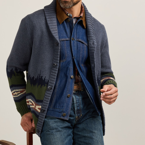Pendleton Mountain Cotton Cardigan - Blue