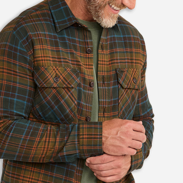 BURNSIDE SHIRT - OLIVE/BLUE/RUST PLAID