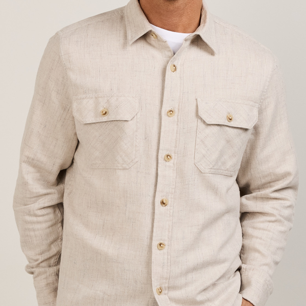 Pendleton Burnside Flannel Shirt - Ecru Donegal Heather