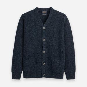 Pendleton - SHETLAND WOOL CARDIGAN - INDIGO HEATHER -  - Main Front View