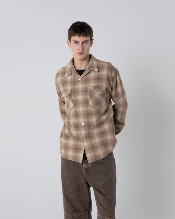 Made for Japan Open Collar Shirt - Beige/Rose