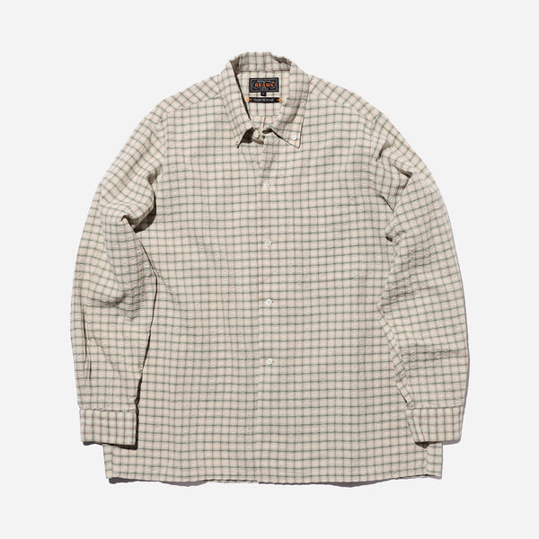 OPEN B.D SEERSUCKER PLAID SHIRT - GREEN/BROWN