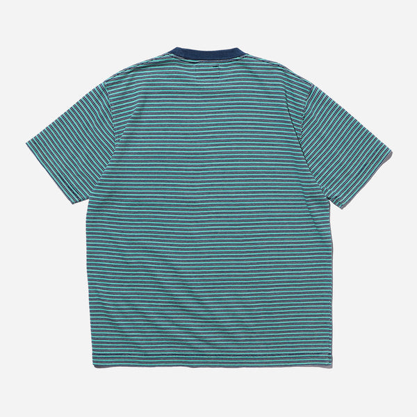 INDIGO STRIPE POCKET T-SHIRT - GREEN
