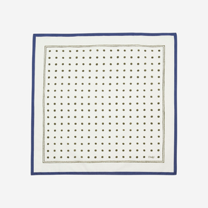 Drakes - POLKA DOT BANDANA SCARF - WHITE/OLIVE -  - Alternative View 1