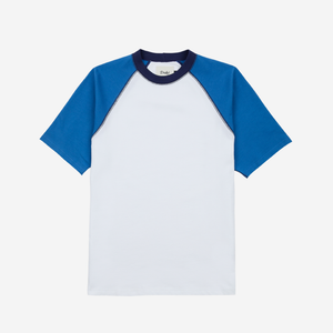 Drakes - TWO TONE RAGLAN T-SHIRT - WHITE/BLUE -  - Main Front View