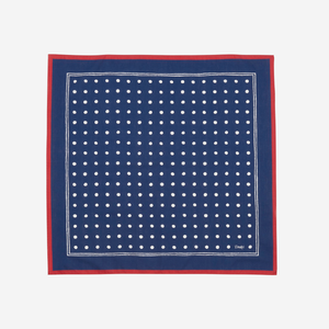 Drakes - POLKA DOT BANDANA SCARF - NAVY -  - Alternative View 1