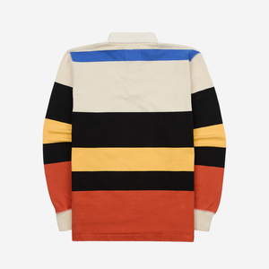Drakes - MULTI STRIPE RUGBY SHIRT - ECRU/BLACK-ORANGE -  - Alternative View 1