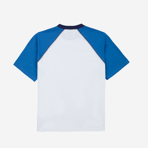 Drakes - TWO TONE RAGLAN T-SHIRT - WHITE/BLUE -  - Alternative View 1