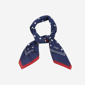 Drakes - POLKA DOT BANDANA SCARF - NAVY -  - Main Front View