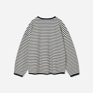Anglan - STRIPED LONG SLEEVE TEE - NAVY -  - Alternative View 1