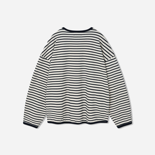 STRIPED LONG SLEEVE TEE - NAVY