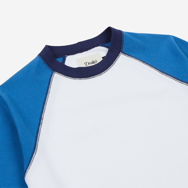 TWO TONE RAGLAN T-SHIRT - WHITE/BLUE
