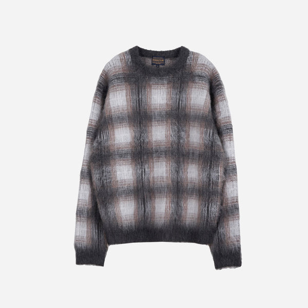 Pendleton Made for Japan Mohair Plaid Crewneck - Brown/Ecru