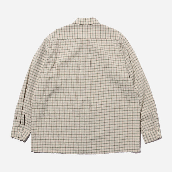OPEN B.D SEERSUCKER PLAID SHIRT - GREEN/BROWN