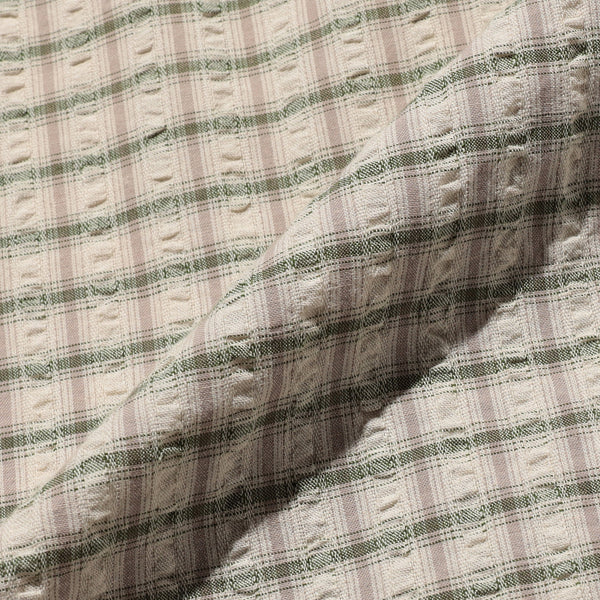 OPEN B.D SEERSUCKER PLAID SHIRT - GREEN/BROWN
