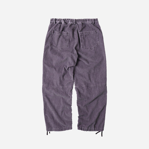 CORDUROY BANDING WIDE FATIGUE PANTS - RED BEAN