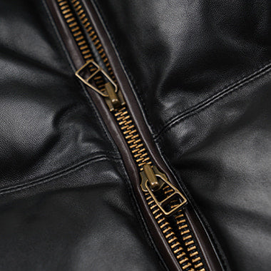 SNOWDON LEATHER DOWN JACKET - BLACK