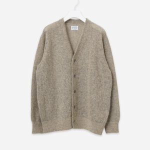 Yonetomi - SHAGGY PLAIN MOHAIR CARDIGAN - BEIGE -  - Main Front View