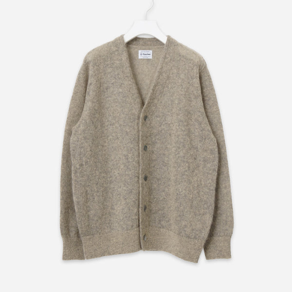 SHAGGY PLAIN MOHAIR CARDIGAN - BEIGE