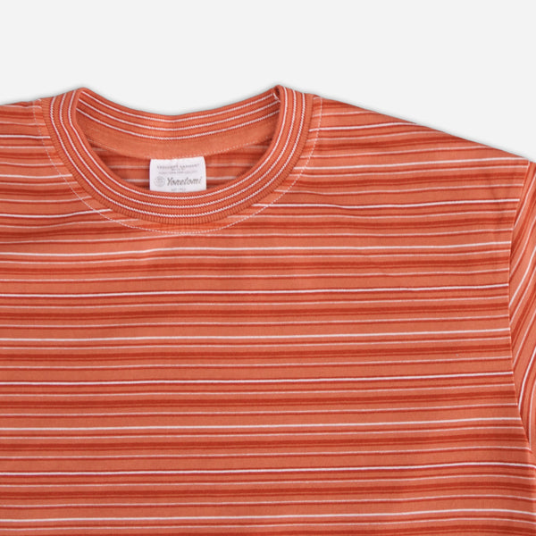 RANDOM BORDER T-SHIRT - TERRACOTTA/WHITE